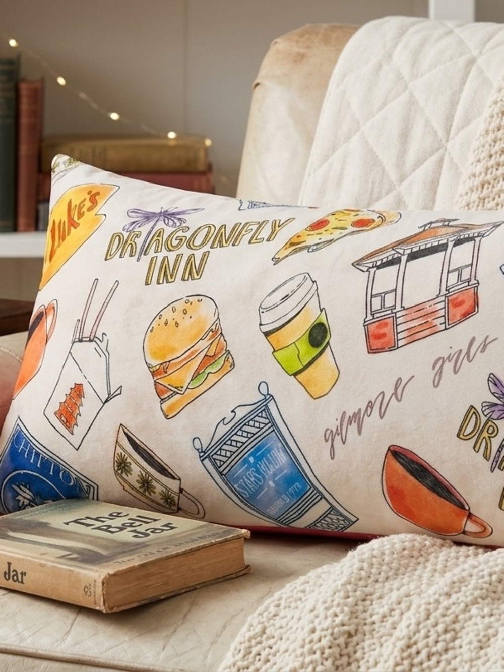 Decorative Dragonfly Inn Print Body Pillow - Cream